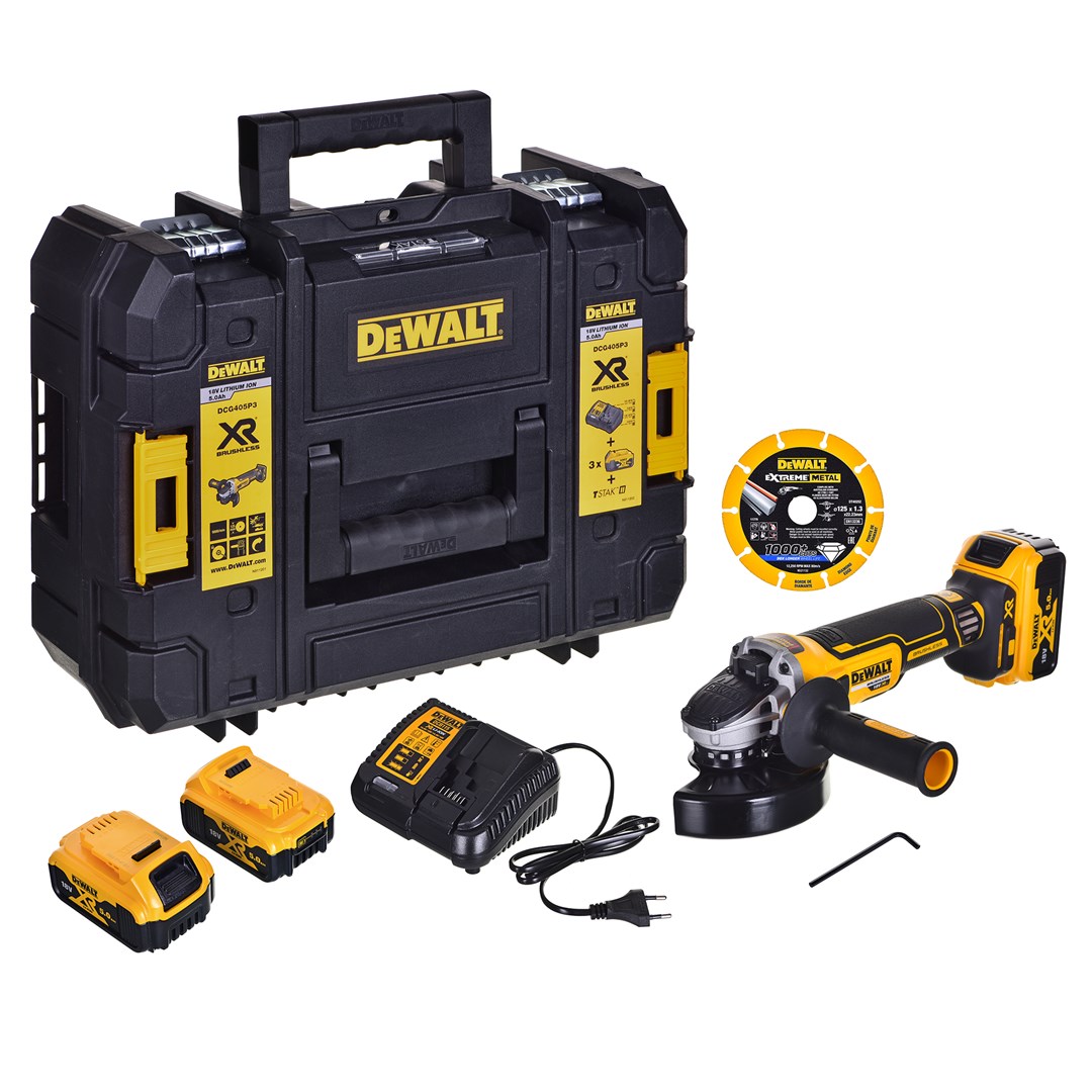 DeWalt 18V DCG405P3 angle grinder  |