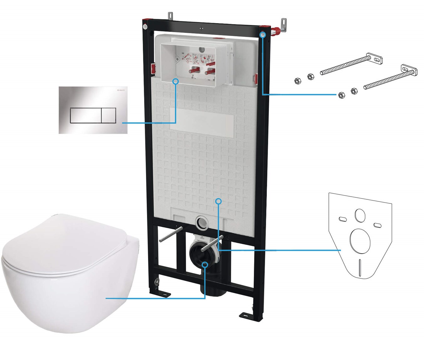 Deante 6-in-1 concealed toilet set |
