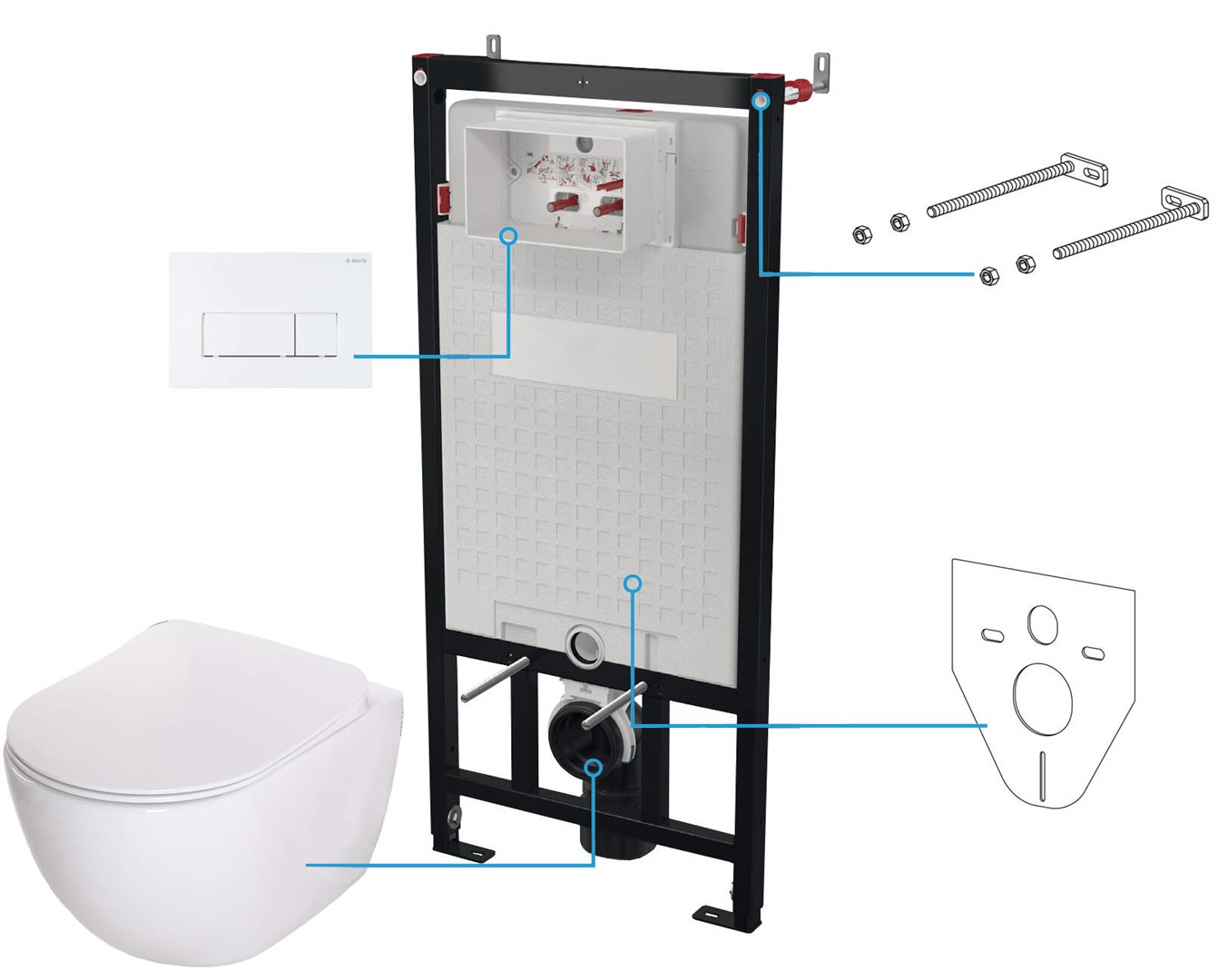 Deante 6-in-1 concealed toilet set |