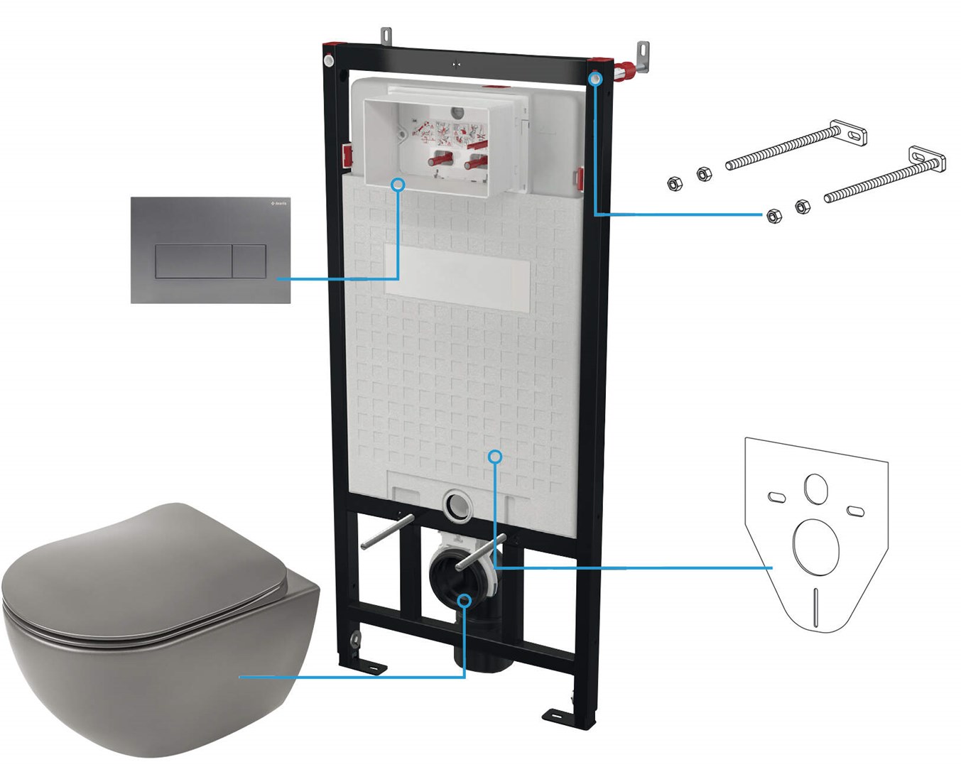 Deante 6-in-1 concealed toilet set |