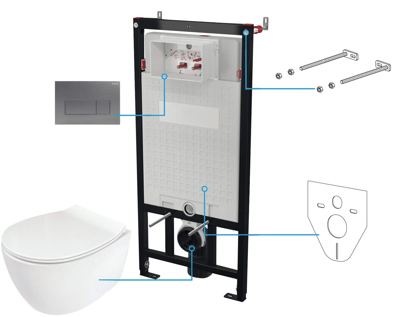 Deante 6-in-1 concealed toilet set |