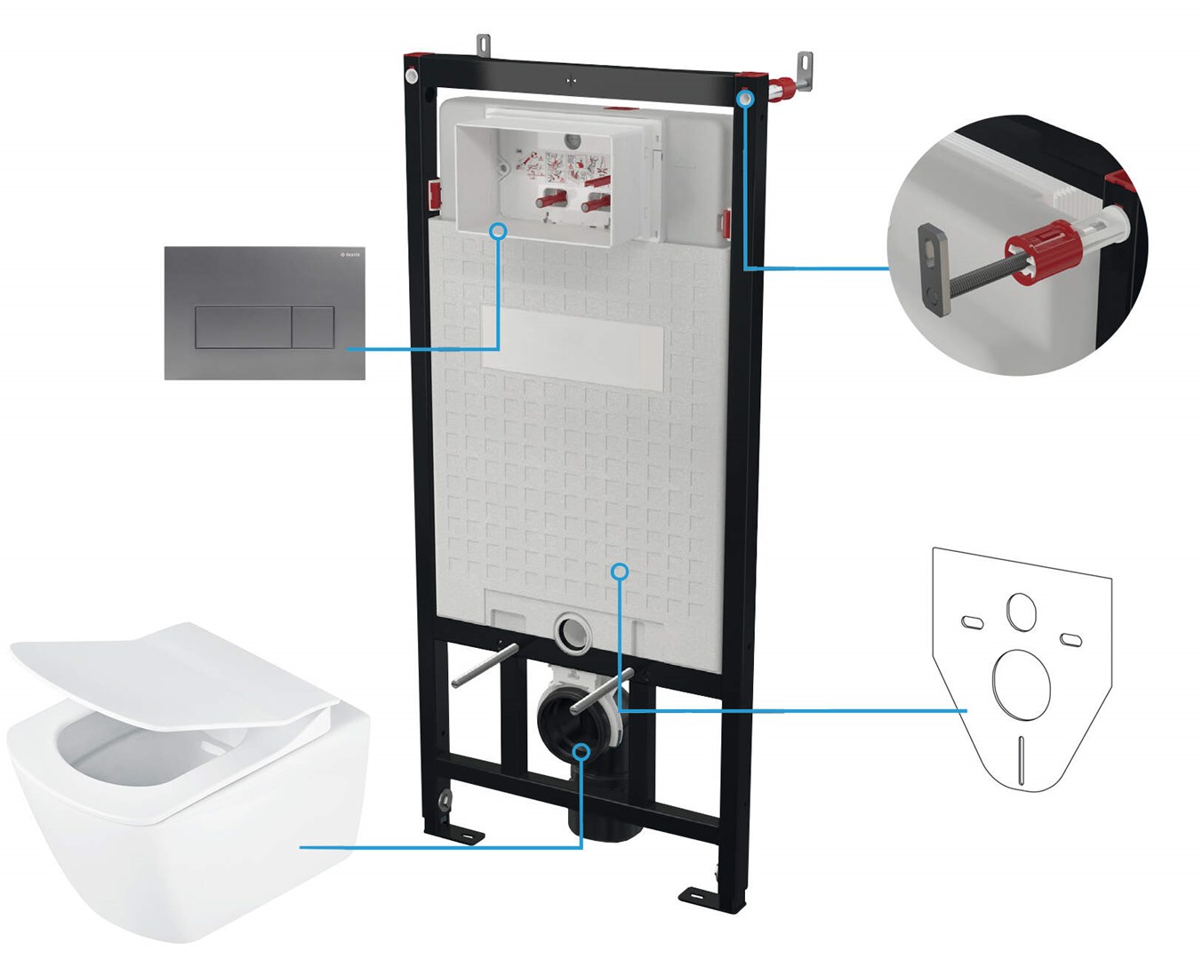 Deante 6-in-1 concealed toilet set |