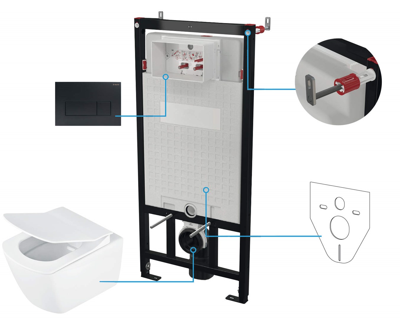 Deante 6-in-1 concealed toilet set |