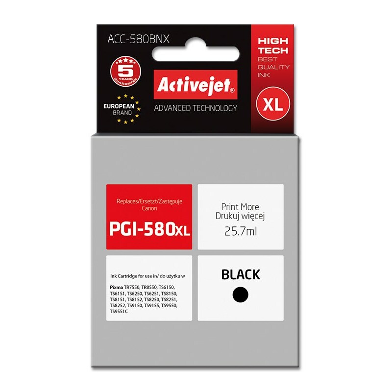 Activejet  ACC-580BNX ink (replacement for Canon