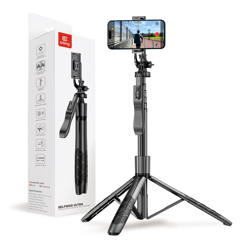CRONG Aluminium selfie stick Bluetooth tripod