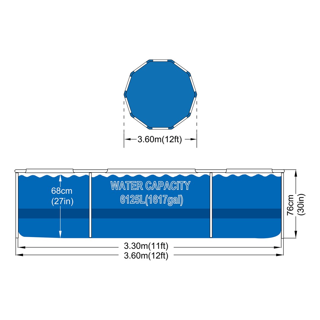 Avenli Round Frame Swimming Pool 366x76