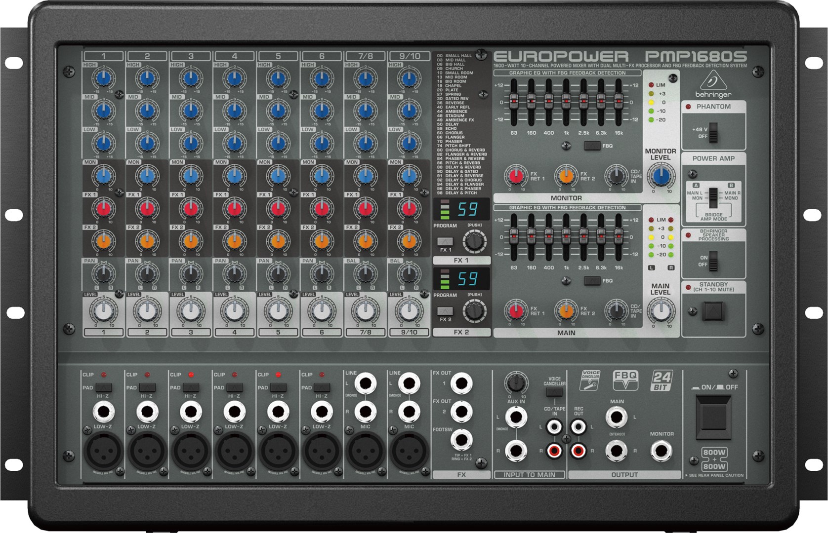 Behringer  PMP1680S audio mixer 10 channels