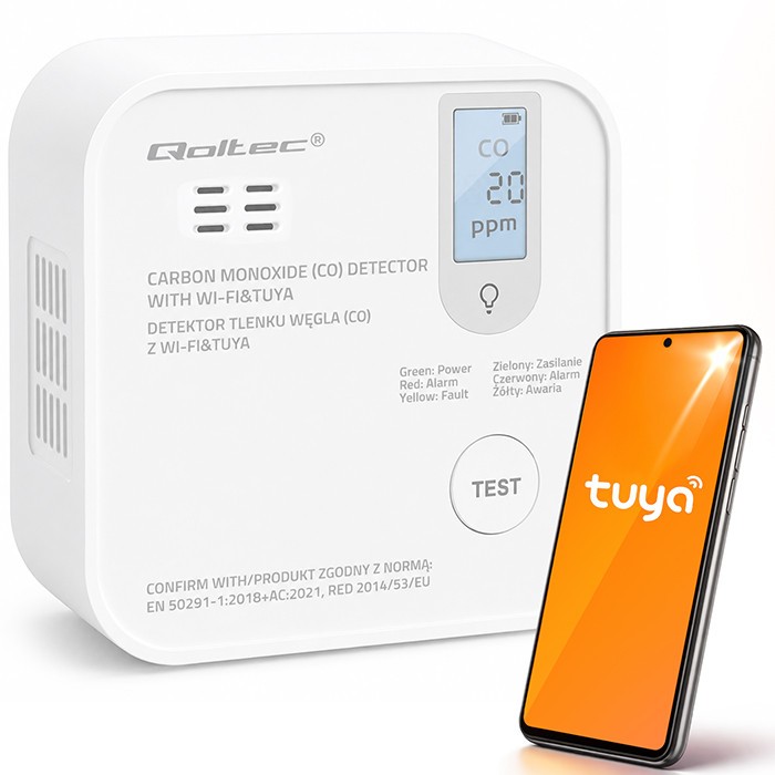 Qoltec  Carbon monoxide sensor with battery
