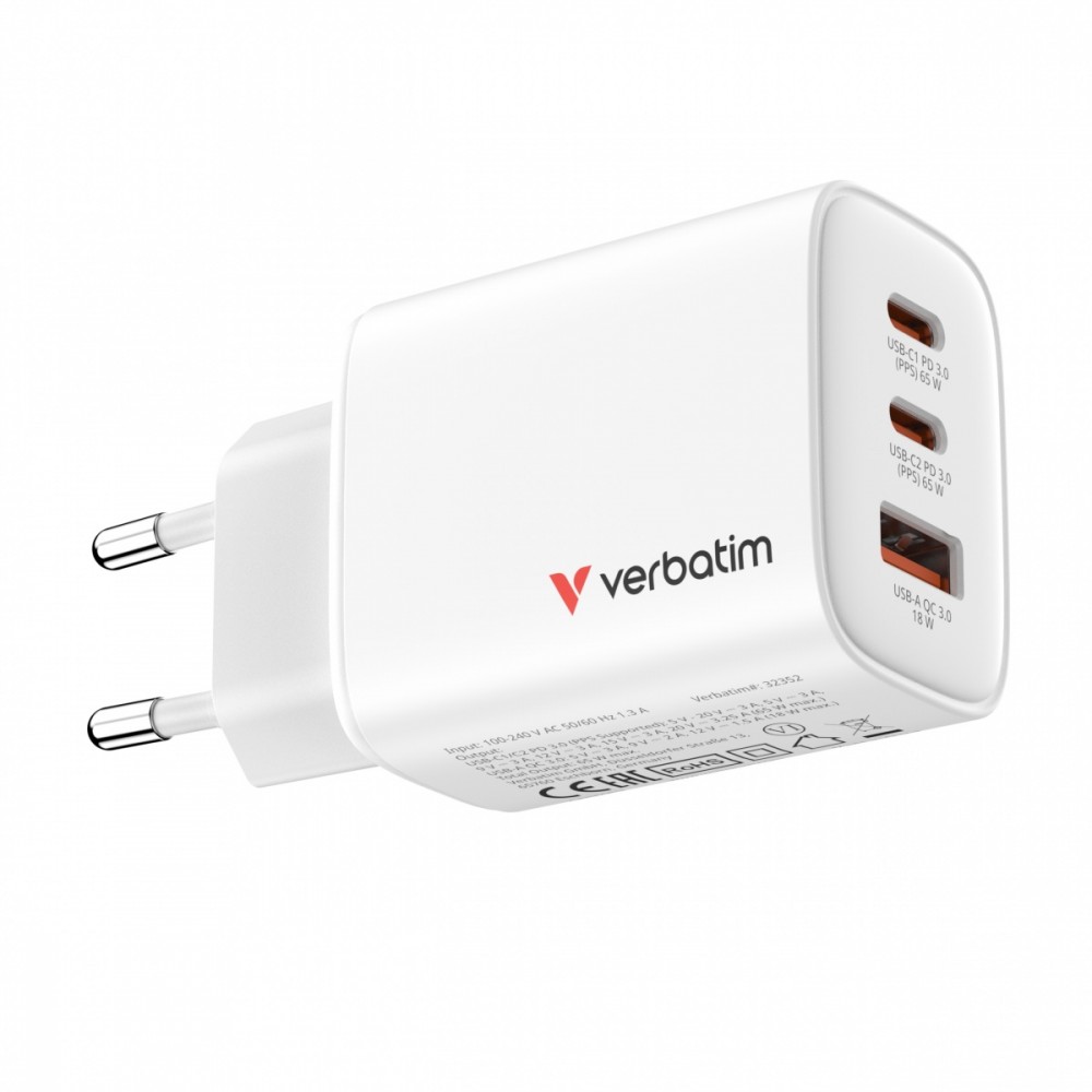 Verbatim Charger GaN 65W QC 3