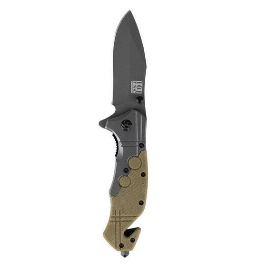 101 INC Commander Rescue Knife, Black/Tan