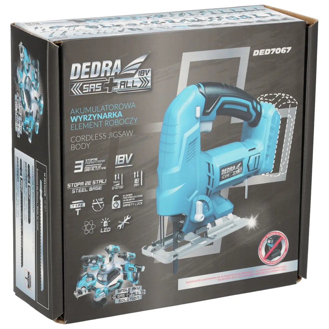DEDRA Cordless Jigsaw 18MM 18V 0*AH