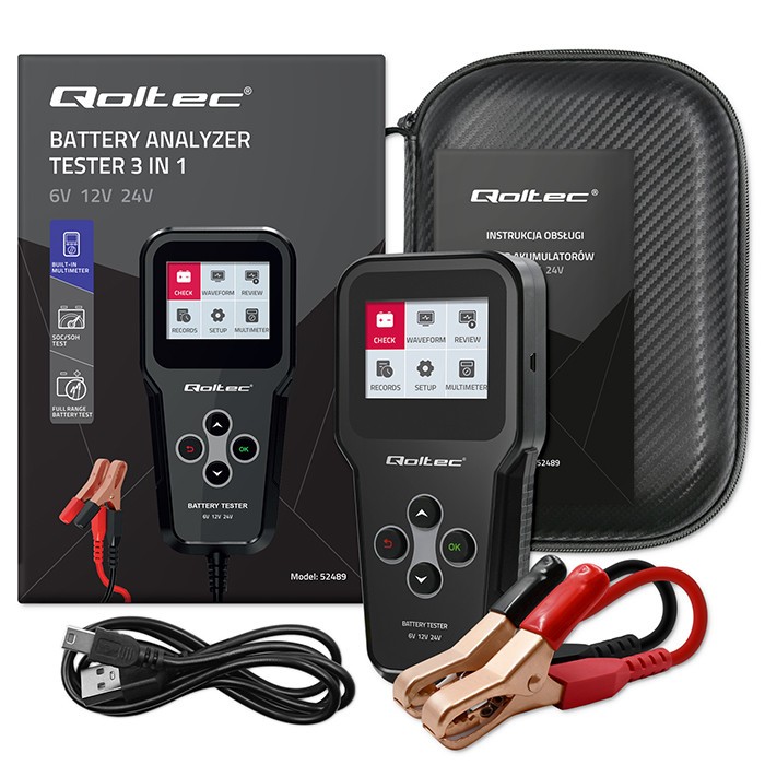 Qoltec Digital battery analyzer tester 3in1
