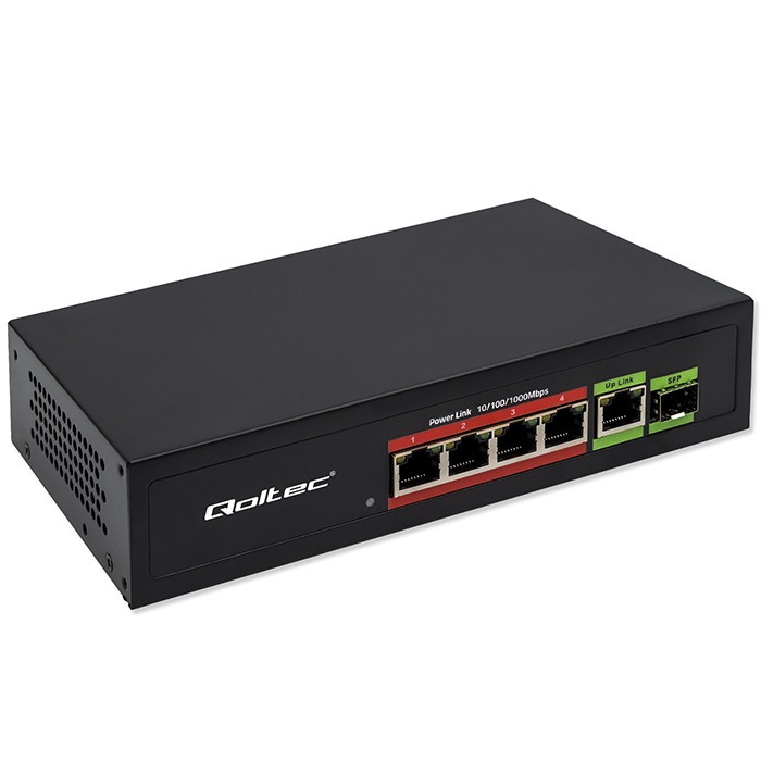 Qoltec  Ethernet PoE SWITCH 4x RJ45