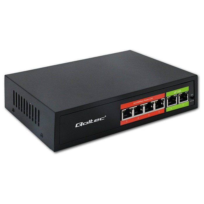 Qoltec FAST Ethernet PoE SWITCH 4xRJ45