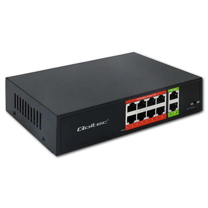 Qoltec FAST Ethernet PoE SWITCH 8xRJ45