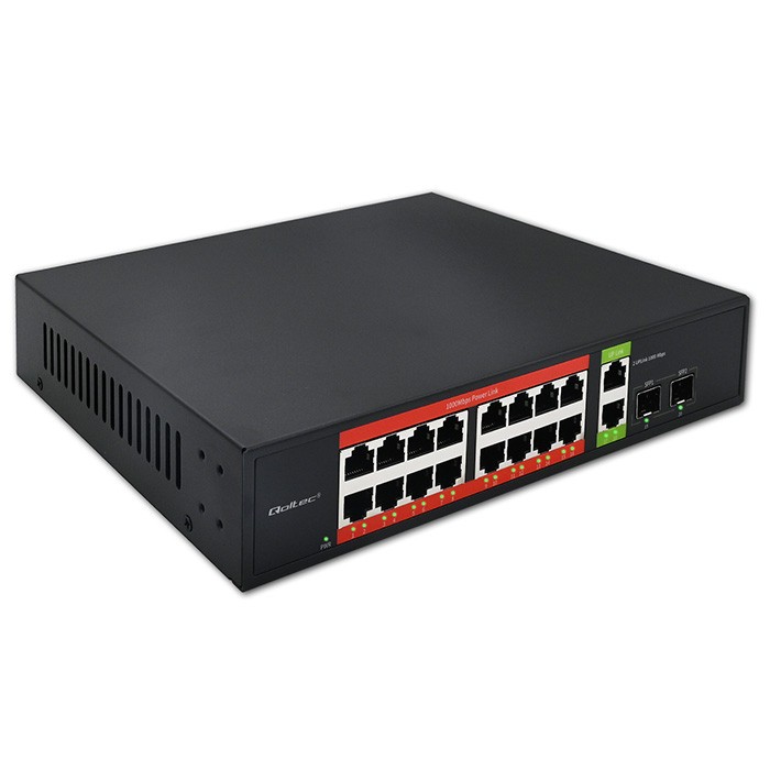 Qoltec Gigabit Ethernet SWITCH PoE 16xRJ45