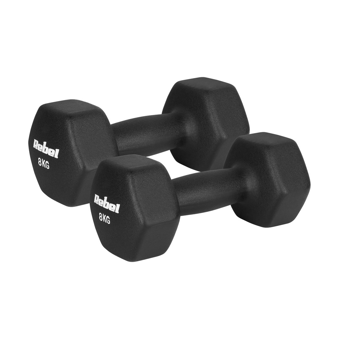Rebel Hantelki żeliwne neoprenowe HEX 2x8kg