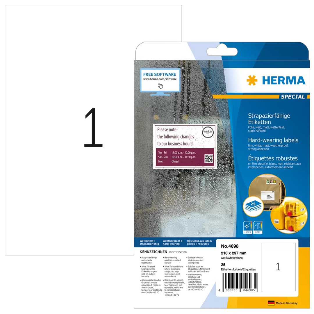 No name HERMA Labels hard-wearing A4