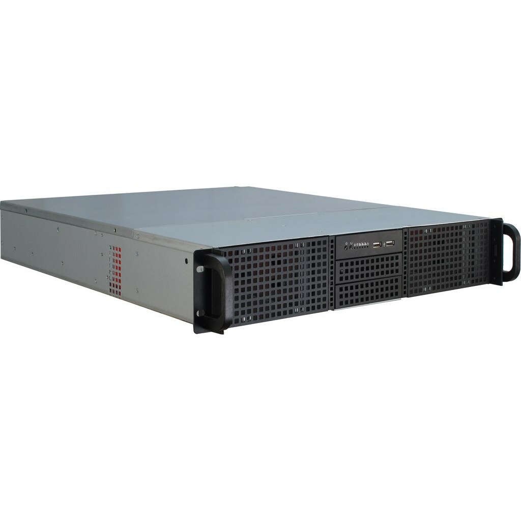 INTER-TECH  2U-20255 Rack Black, Stainless steel