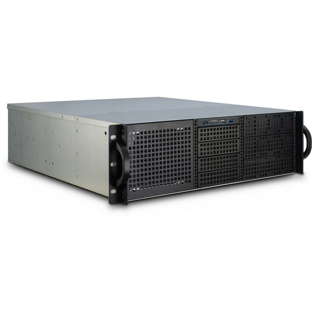 INTER-TECH 3U-30248 Rack Black, Stainless steel