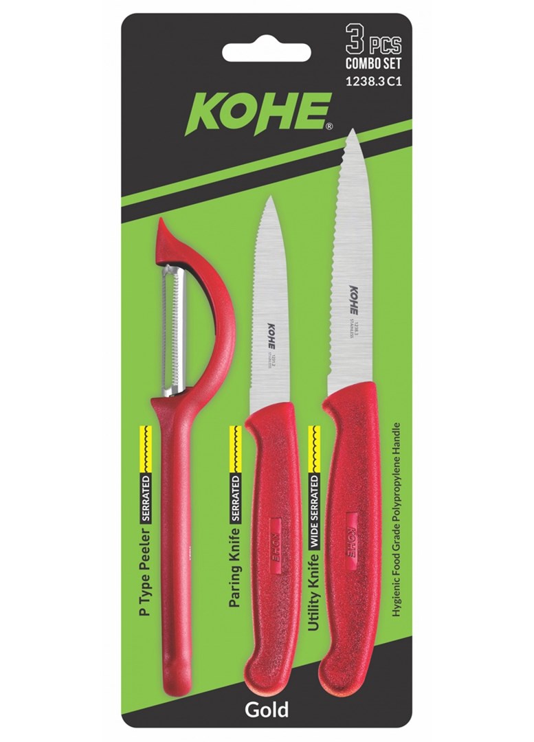 KOHE 3-piece knife set with peeler