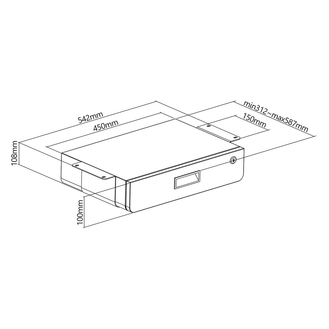 Maclean MC-461 Under Desk Lockable Drawer