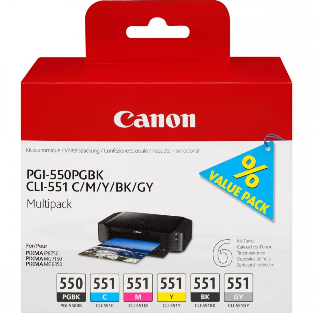 Canon  Multipack PGI-550/CLI-551 PGBK/C/M/Y/BK/GY | 6496B005