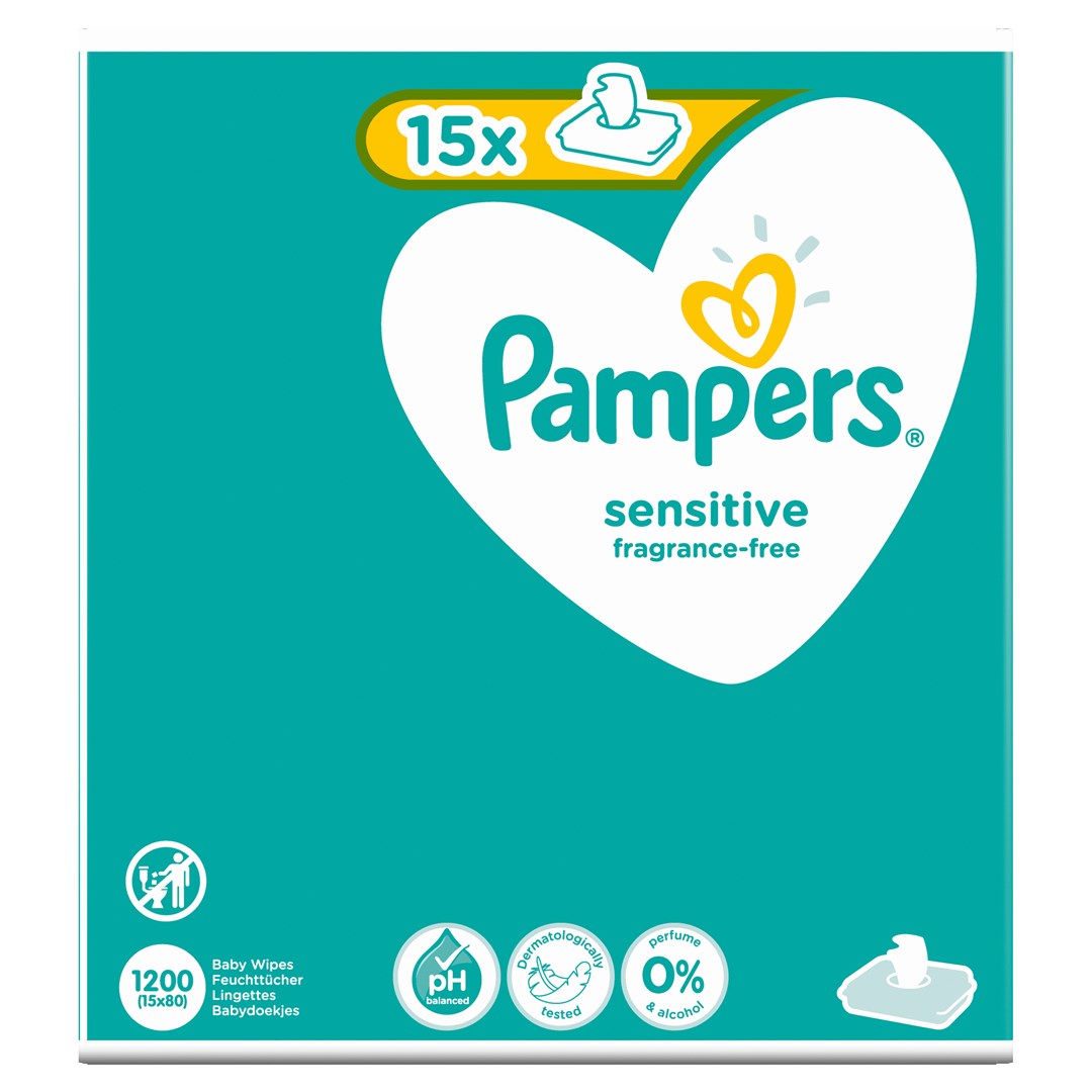 Pampers Sensitive Baby Wipes 15 Packs