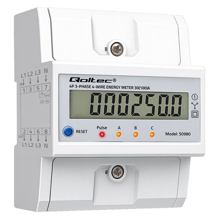 Qoltec 50980 Three-phase electronic meter with