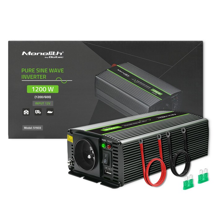 Qoltec  Monolith power adapter/inverter Auto 1200