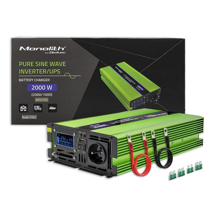 Qoltec Monolith power adapter/inverter Auto 2000