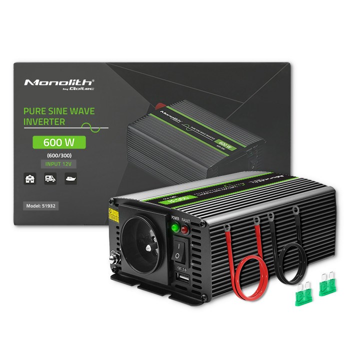 Qoltec  Monolith power adapter/inverter Auto 600