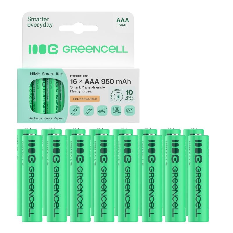 GREEN CELL Rechargable batteries 16xAAA HR03