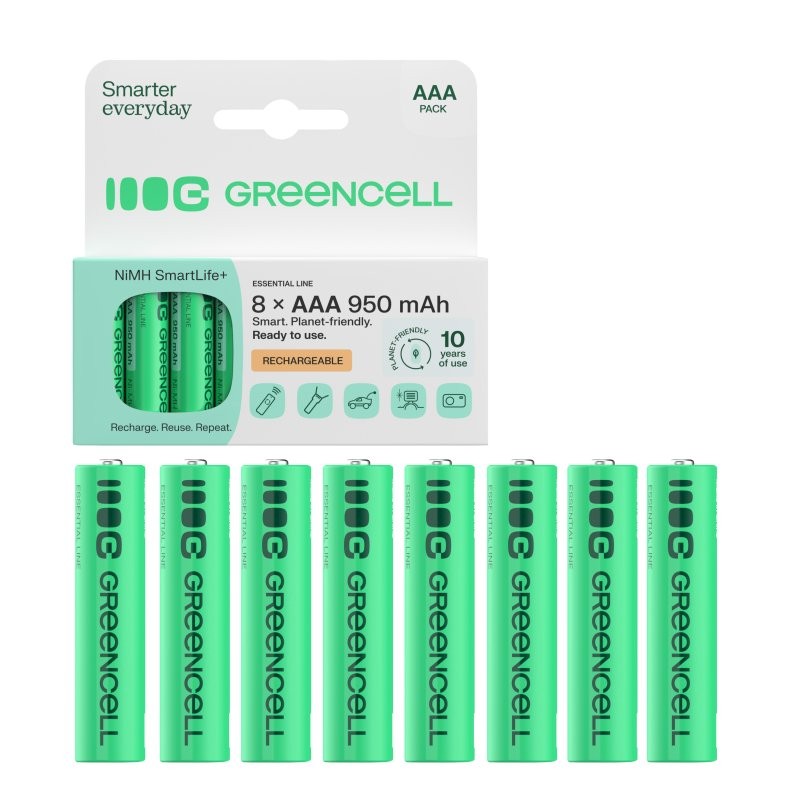 GREEN CELL Rechargable batteries 8xAAA HR03