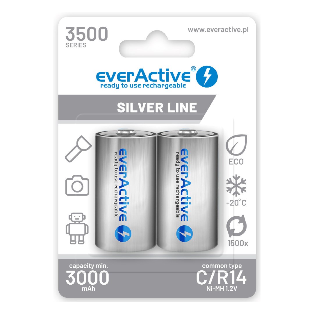 EverActive Rechargeable Batteries R14/C Ni-MH 3500
