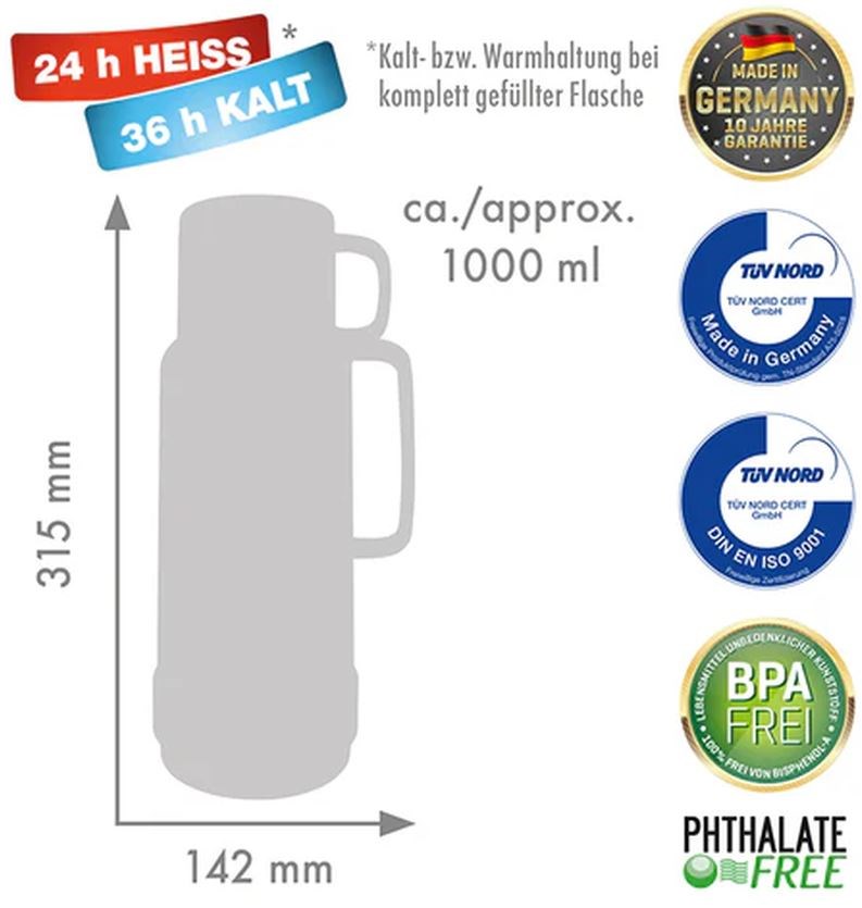 ROTPUNKT  Glass thermos capacity 1.0