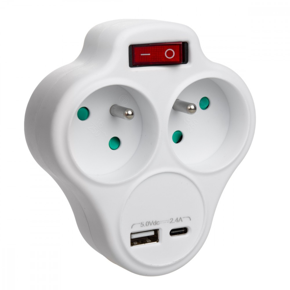 Maclean  Splitter dual socket x2 USB
