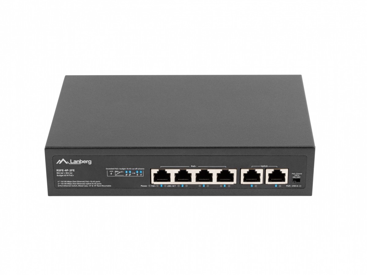 LANBERG  Switch 4X100MB POE+/2x 100MB RSFE-4P-2FE-6
