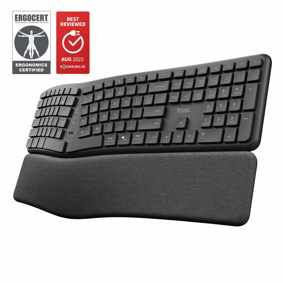 Trust  Keyra Ergonomic multidevice wireless keyboard