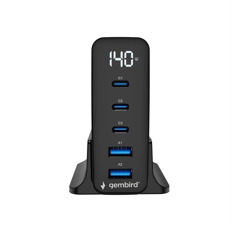Gembird Universal charger GaN 140W LCD