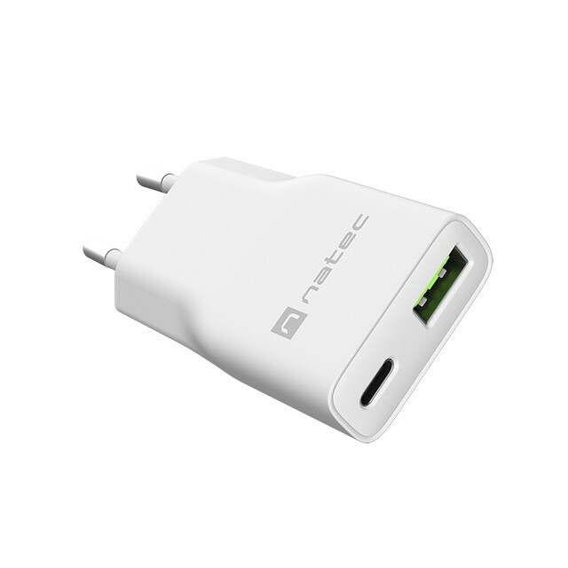 NATEC USB Charger slim RiberaGAN 1xUSBC+1xUSBA