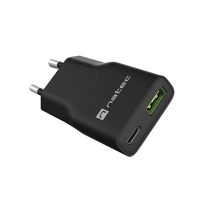 NATEC USB Charger slim RiberaGAN 1xUSBC+1xUSBA