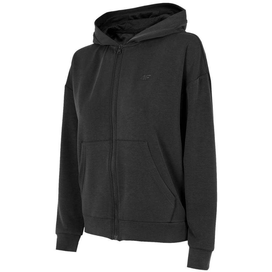 4F Women`s sweatshirt  deep black H4Z22