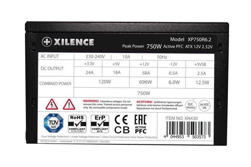 XILENCE  XP750R6.2 power supply unit